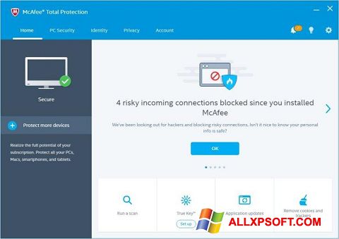 Screenshot McAfee Total Protection para Windows XP