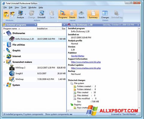 Screenshot Total Uninstall para Windows XP