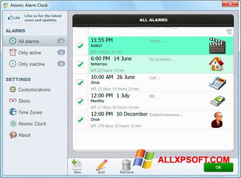Screenshot Atomic Alarm Clock para Windows XP