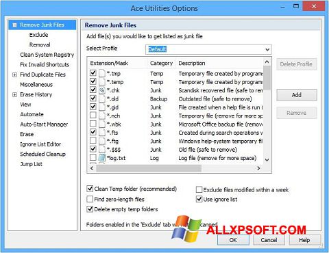 Screenshot Ace Utilities para Windows XP