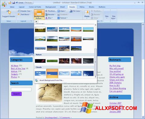 Screenshot Artisteer para Windows XP