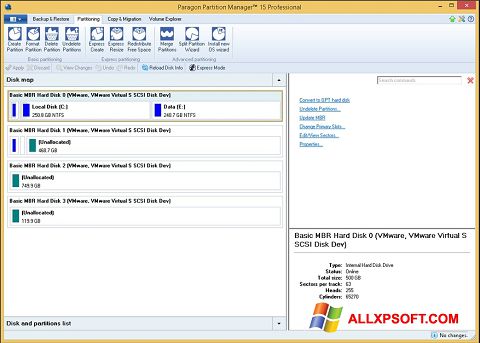 Screenshot Paragon Partition Manager para Windows XP
