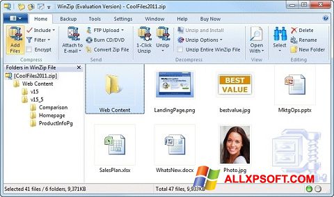 Screenshot WinZip para Windows XP