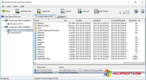 Screenshot Active File Recovery para Windows XP
