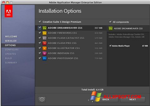 Screenshot Adobe Application Manager para Windows XP