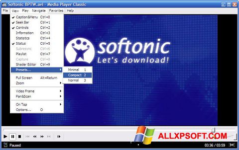 Screenshot Media Player Classic para Windows XP