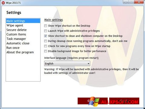 Screenshot Wipe para Windows XP