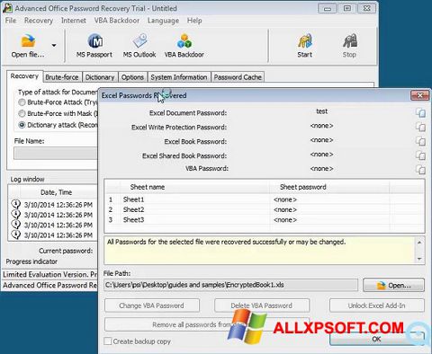 Screenshot Advanced Office Password Recovery para Windows XP