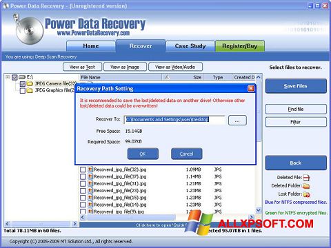 Screenshot Power Data Recovery para Windows XP