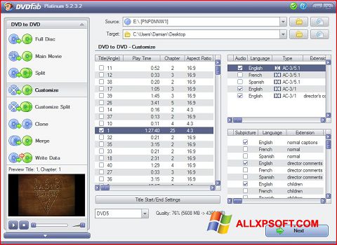 Screenshot DVDFab para Windows XP