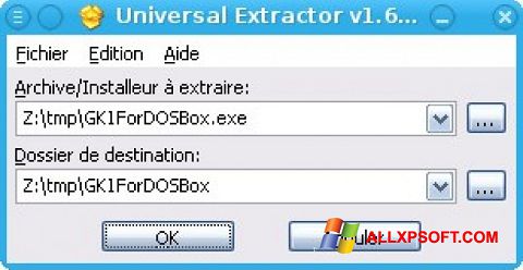 Screenshot Universal Extractor para Windows XP