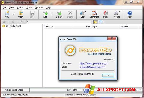 Screenshot PowerISO para Windows XP