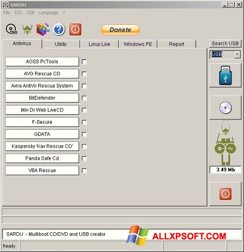 Screenshot SARDU para Windows XP