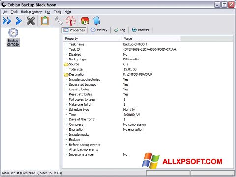 Screenshot Cobian Backup para Windows XP