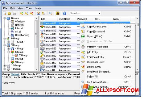 Screenshot KeePass para Windows XP