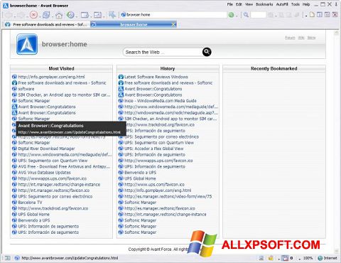 Screenshot Avant Browser para Windows XP