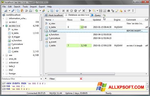 Screenshot HeidiSQL para Windows XP