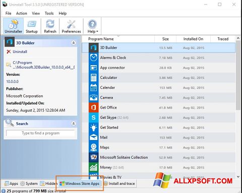 Screenshot Uninstall Tool para Windows XP