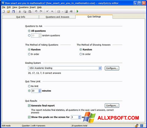 Screenshot easyQuizzy para Windows XP