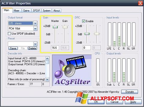 Screenshot AC3Filter para Windows XP
