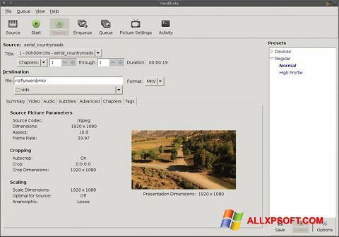 Screenshot HandBrake para Windows XP