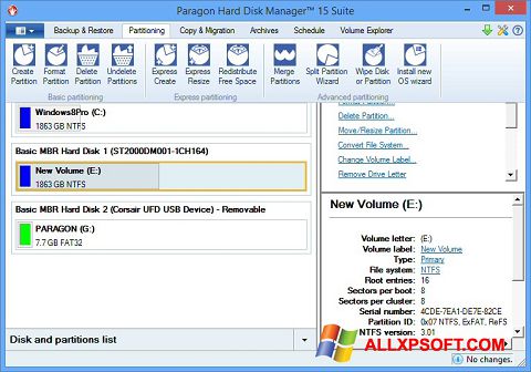 Screenshot Paragon Hard Disk Manager para Windows XP