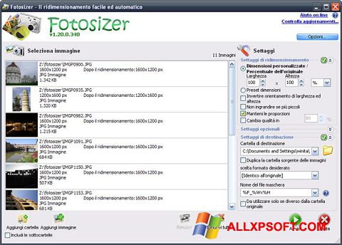 Screenshot Fotosizer para Windows XP