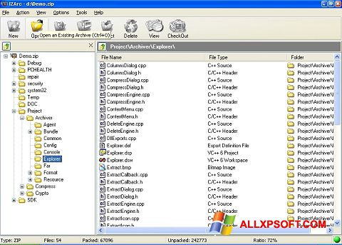 Screenshot IZArc para Windows XP