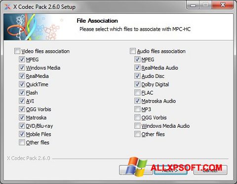 Screenshot X Codec Pack para Windows XP