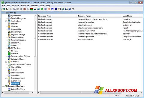 Screenshot SIW para Windows XP