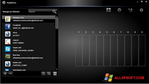 Screenshot HP SimplePass para Windows XP