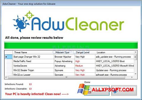 Screenshot AdwCleaner para Windows XP