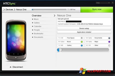 Screenshot HTC Sync para Windows XP