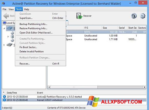 Screenshot Active Partition Recovery para Windows XP