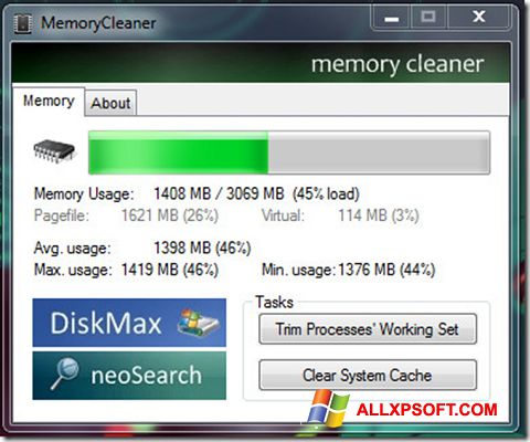 Screenshot Memory Cleaner para Windows XP