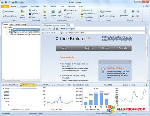 Screenshot Offline Explorer para Windows XP