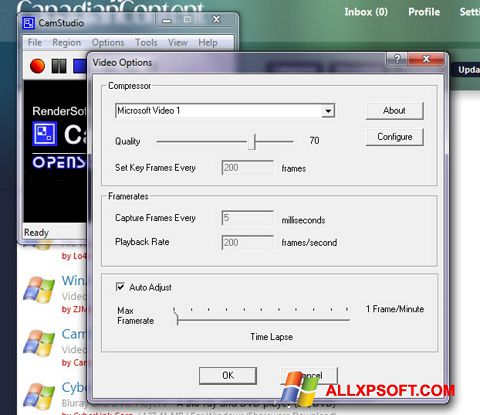 Screenshot CamStudio para Windows XP