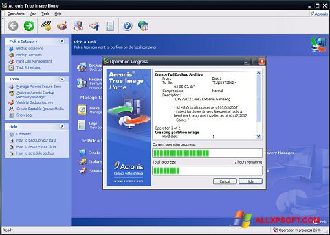 Screenshot Acronis True Image para Windows XP