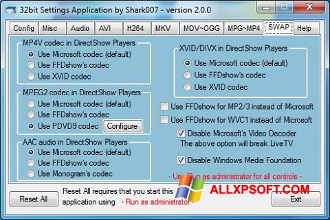 Screenshot ADVANCED Codecs para Windows XP