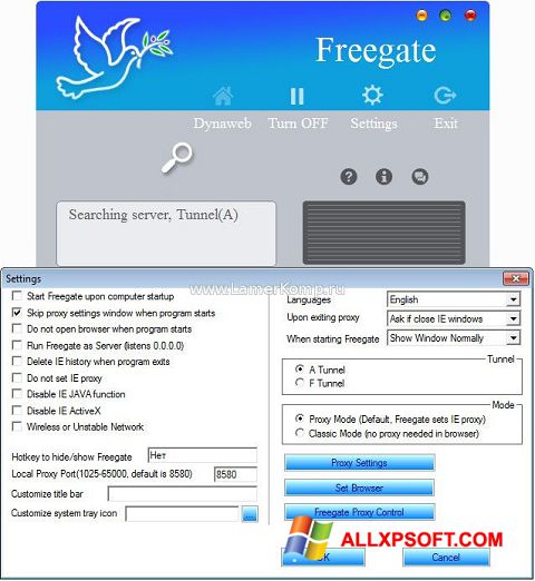 Screenshot Freegate para Windows XP