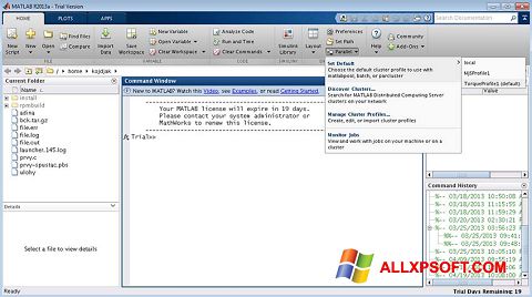 Screenshot MATLAB para Windows XP