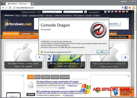 Screenshot Comodo Dragon para Windows XP