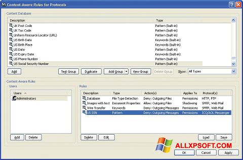 Screenshot DeviceLock para Windows XP