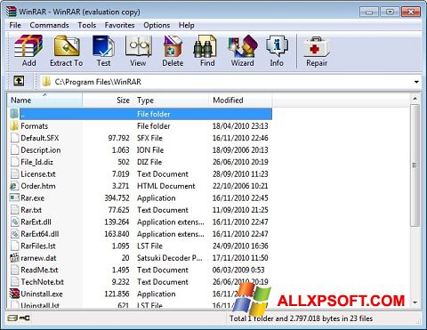 Screenshot WinRAR para Windows XP