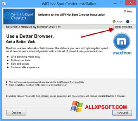 Screenshot Wi-Fi HotSpot Creator para Windows XP