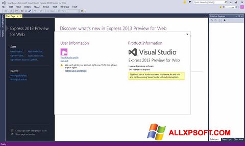 Screenshot Microsoft Visual Studio Express para Windows XP