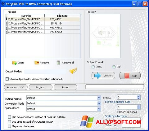 Screenshot PDF to DWG Converter para Windows XP