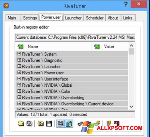 Screenshot RivaTuner para Windows XP