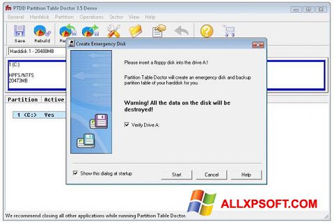 Screenshot Partition Table Doctor para Windows XP