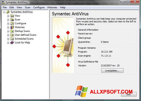 Screenshot Symantec Antivirus para Windows XP